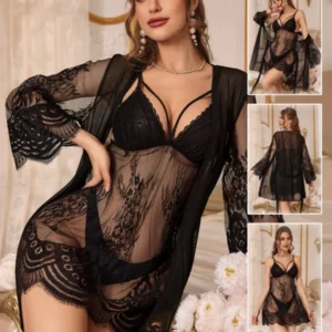 Black Angel Net Two Piece Nighty