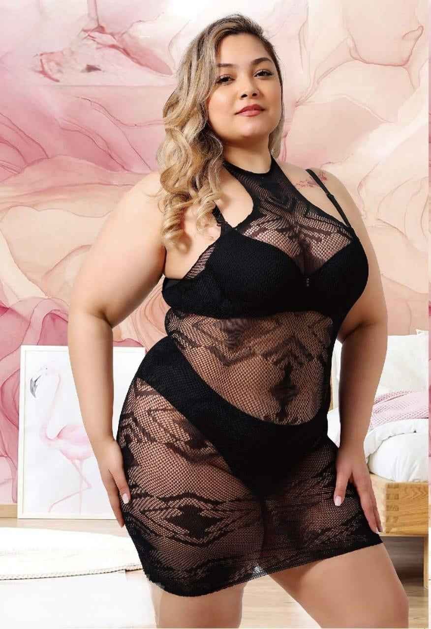 Plus Size Half Net Body Stocking in Pakistan